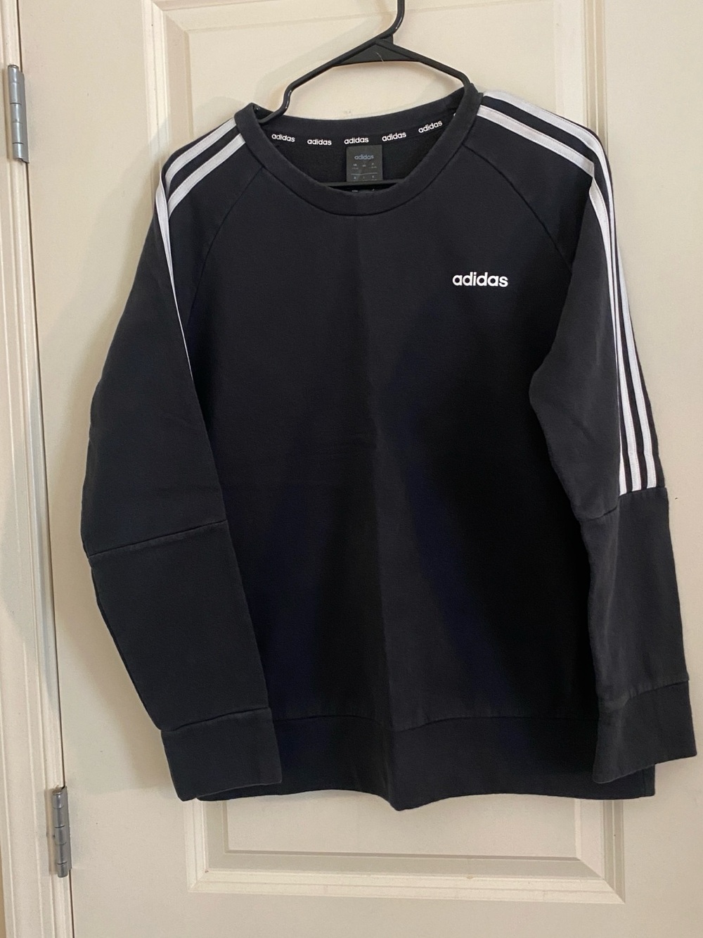 adidas Black Crewneck Sweatshirt with White Three-Stripes